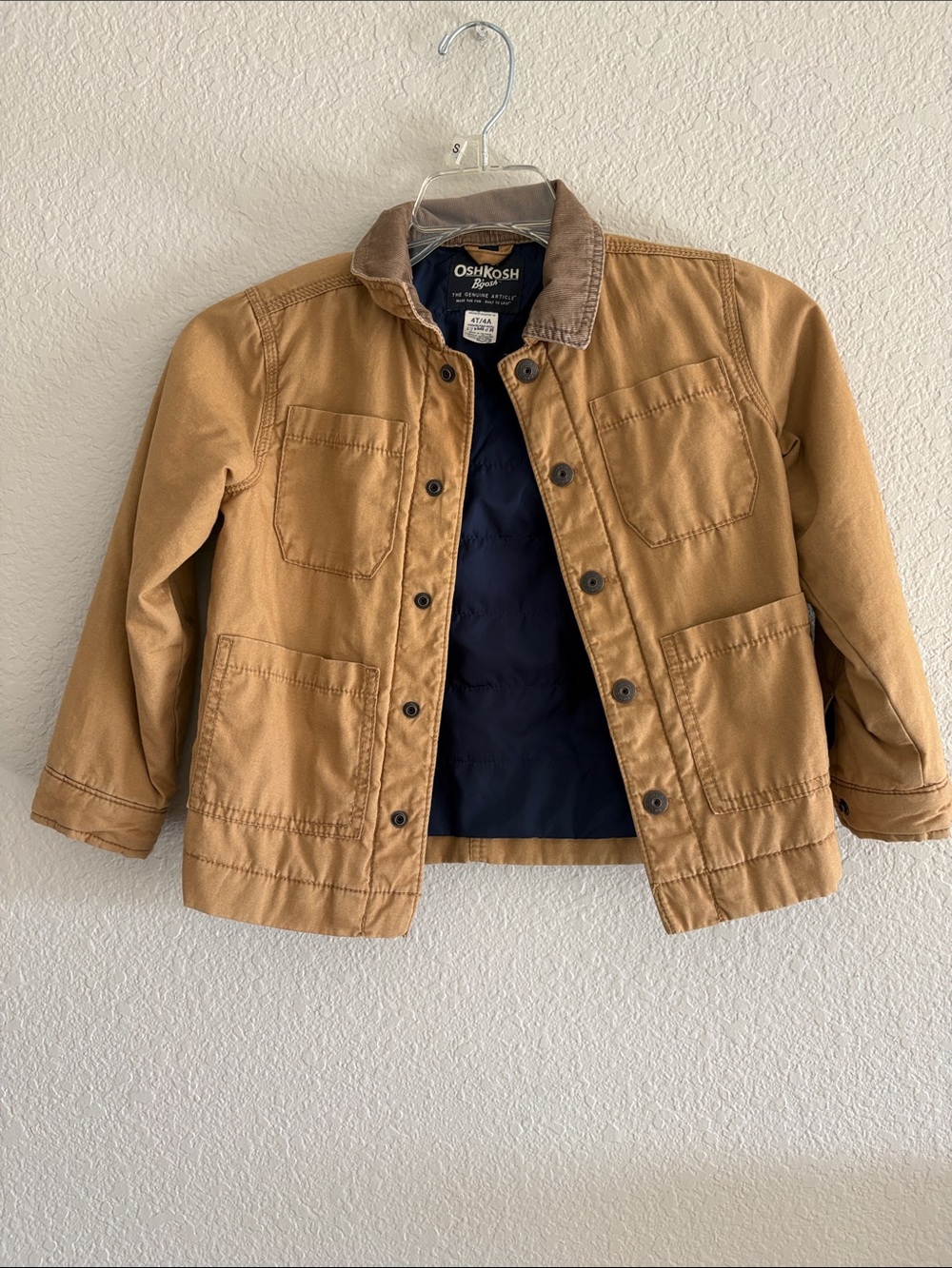 OshKosh B'gosh Tan Jean-Style Jacket with Navy Lining